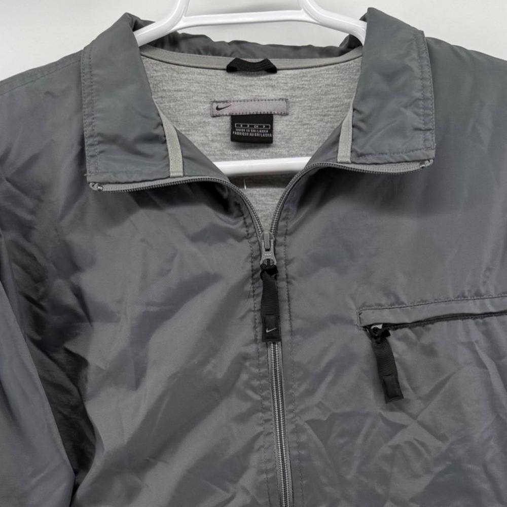 Nike Mens Grey Windbreaker Jacket Full Zip Jersey Lined‎ Training Small F1PAS